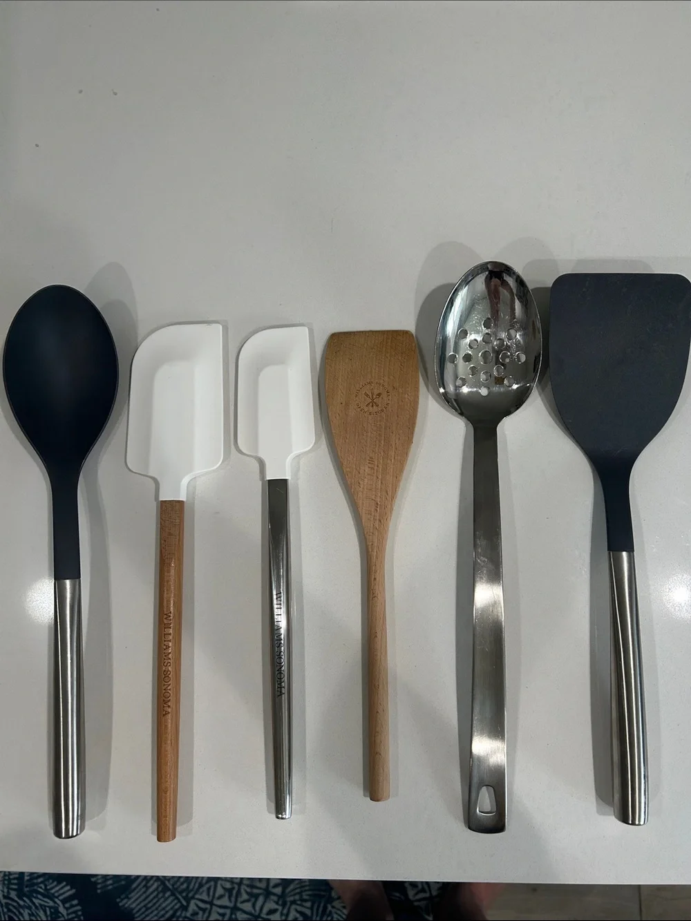 Williams Sonoma Wood & Stainless Kitchen Utensil Set - White, Natural Wood 6pc